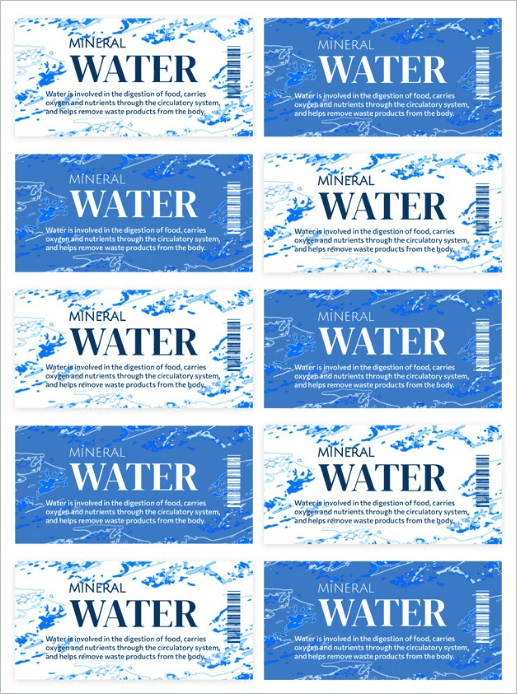 Mineral Water Bottle Label Template