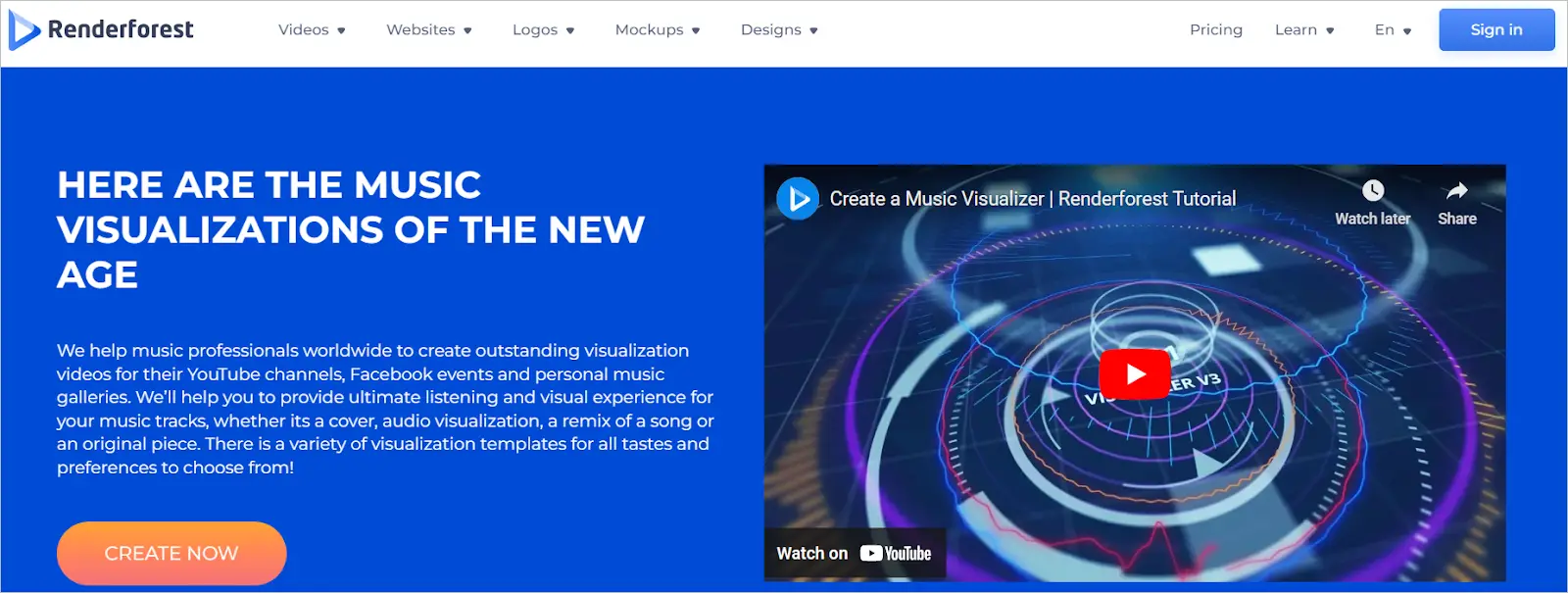 Renderforest free online music visualizer