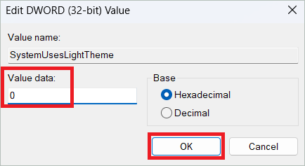 Enter 0 and click OK