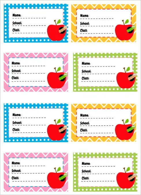 School Book Label Template