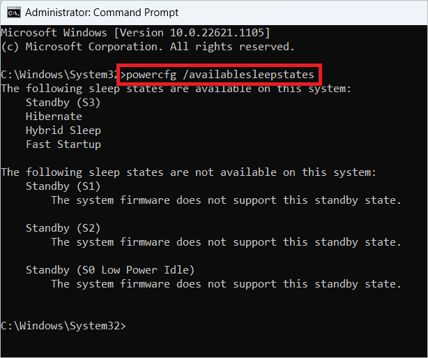 Type the command to view power states