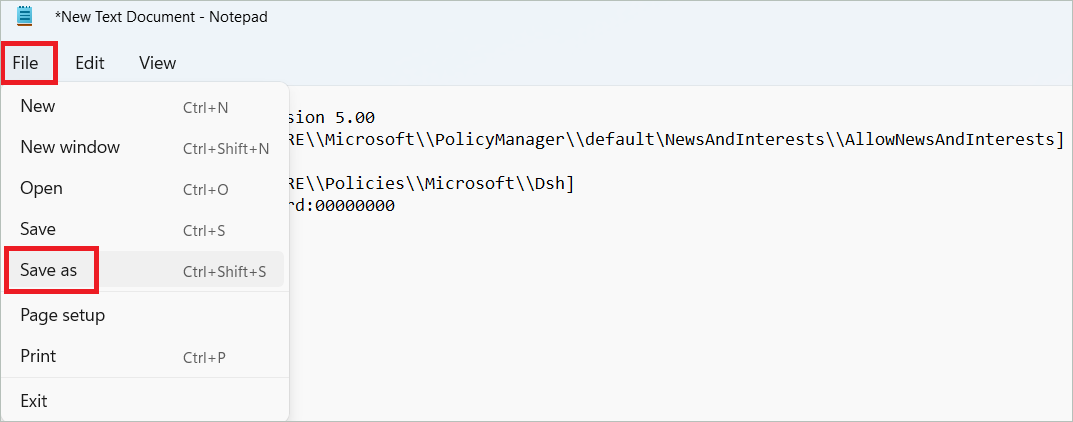 Go to File > Save as