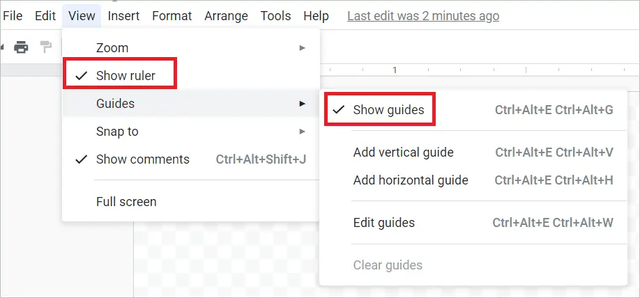 Show ruler and guides