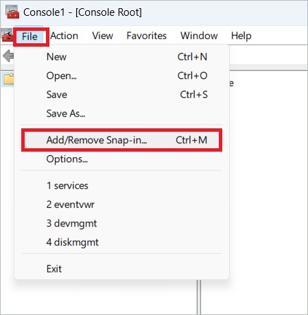 Select Add/Remove Snap-in