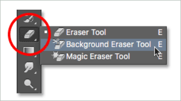 Select Background Eraser Tool from the left menu