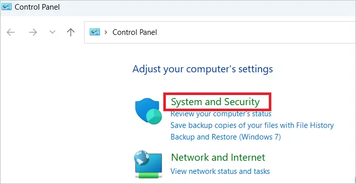 Select Control Panel >System and Security