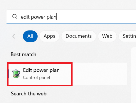 Select Edit power plan for Hibernate in Windows 11 