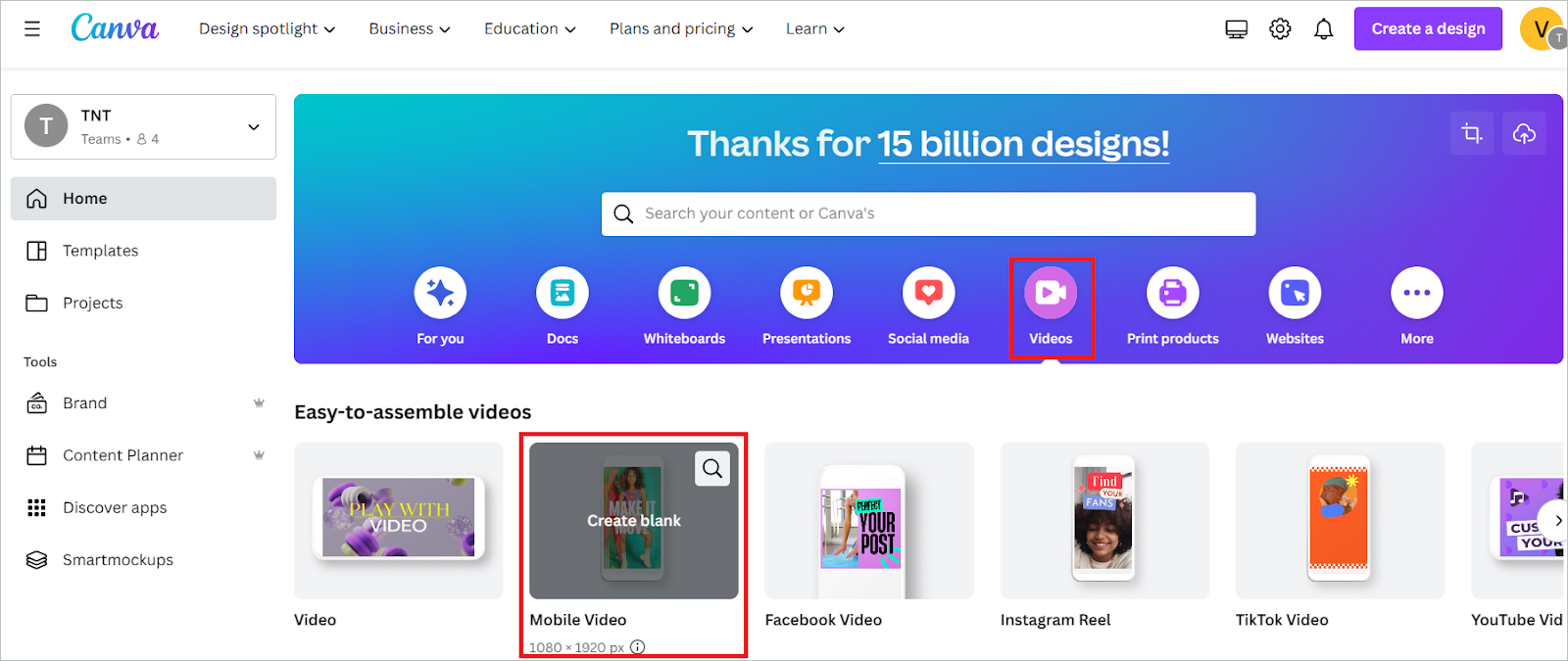 Click a design template