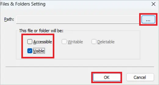 Enter the folder path and click OK