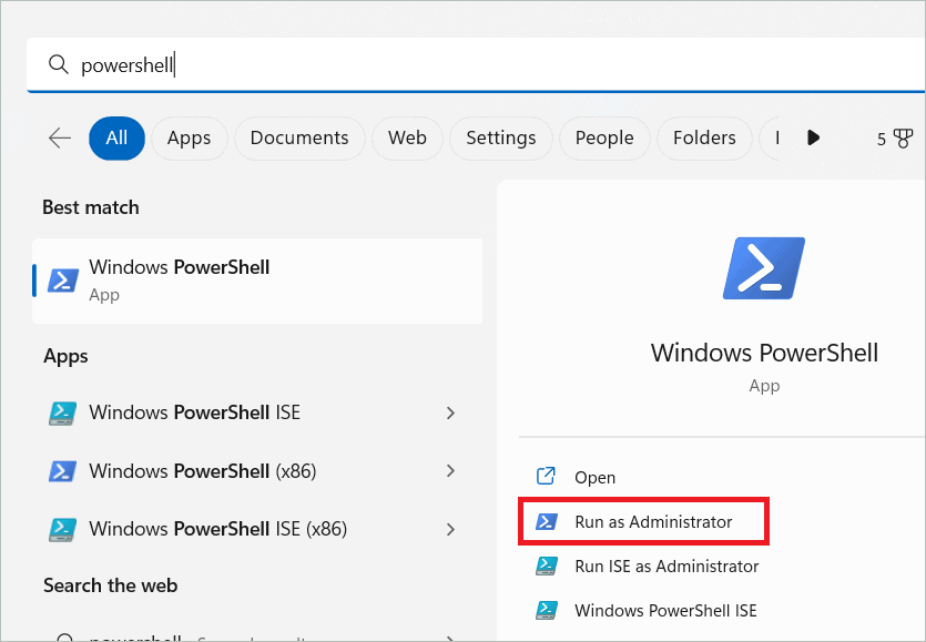 Select Run as Administrator 