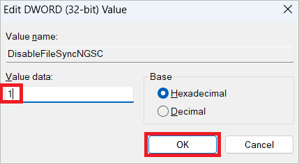 Enter 1 and click OK