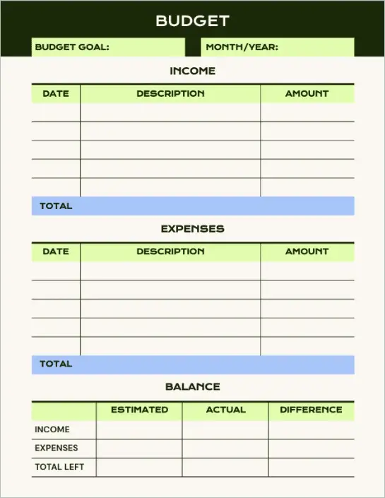 Simple Monthly Budget Tracker Template