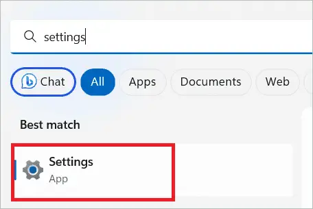 Open Settings app