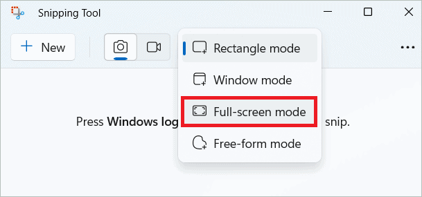 Select Full-screen mode