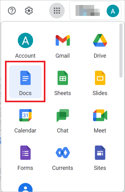 Select Google Docs