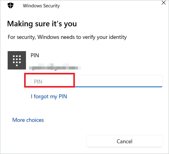 Type the PIN for How To Create Local Account In Windows 11