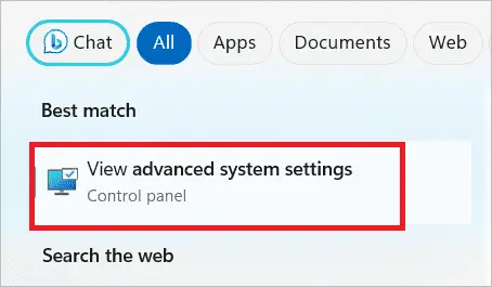 Open Advanced system settings 