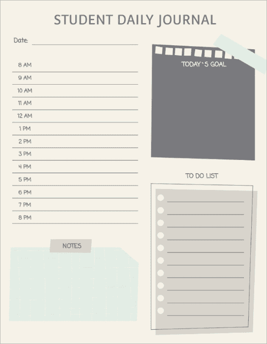 Creative Student Daily Journal Template