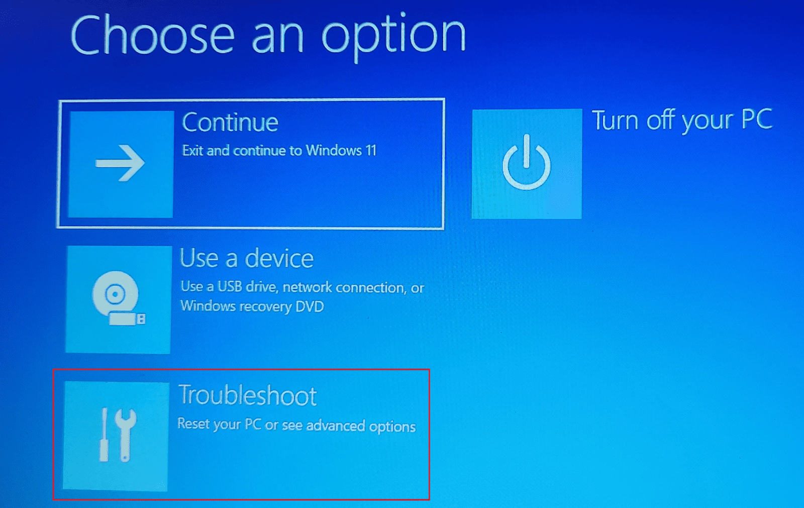 Select Troubleshoot