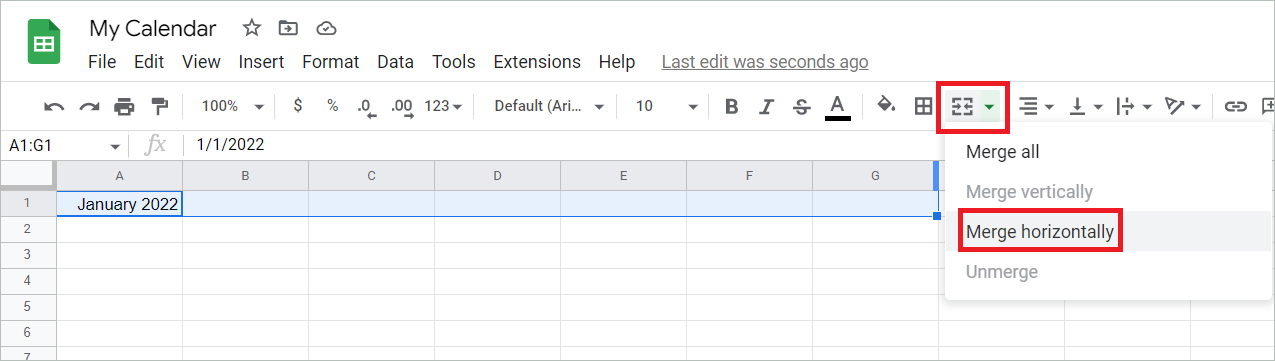 Select Merge horizontally