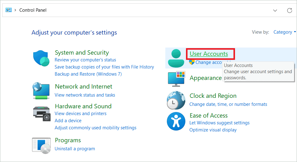 Click User Accounts