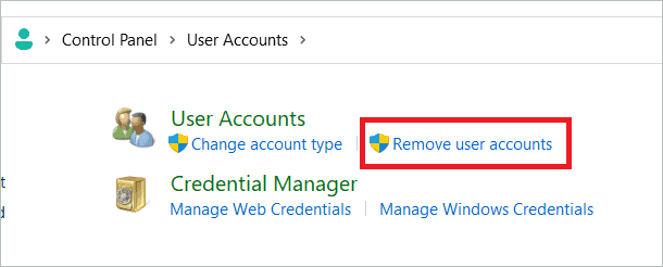 Click Remove user accounts