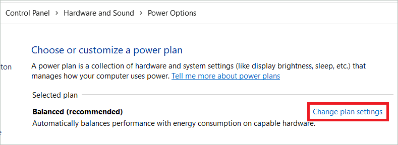 Select Change plan settings