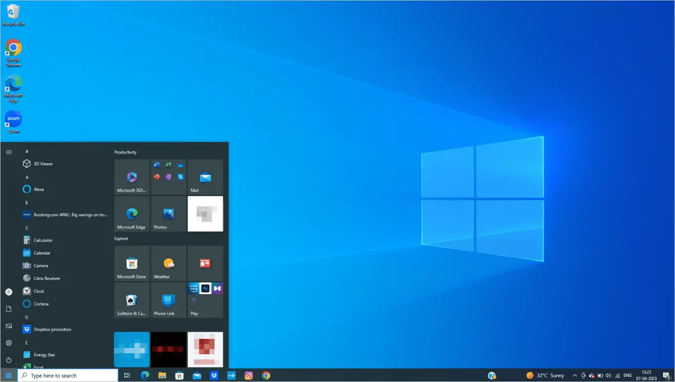 Windows 10 Start menu