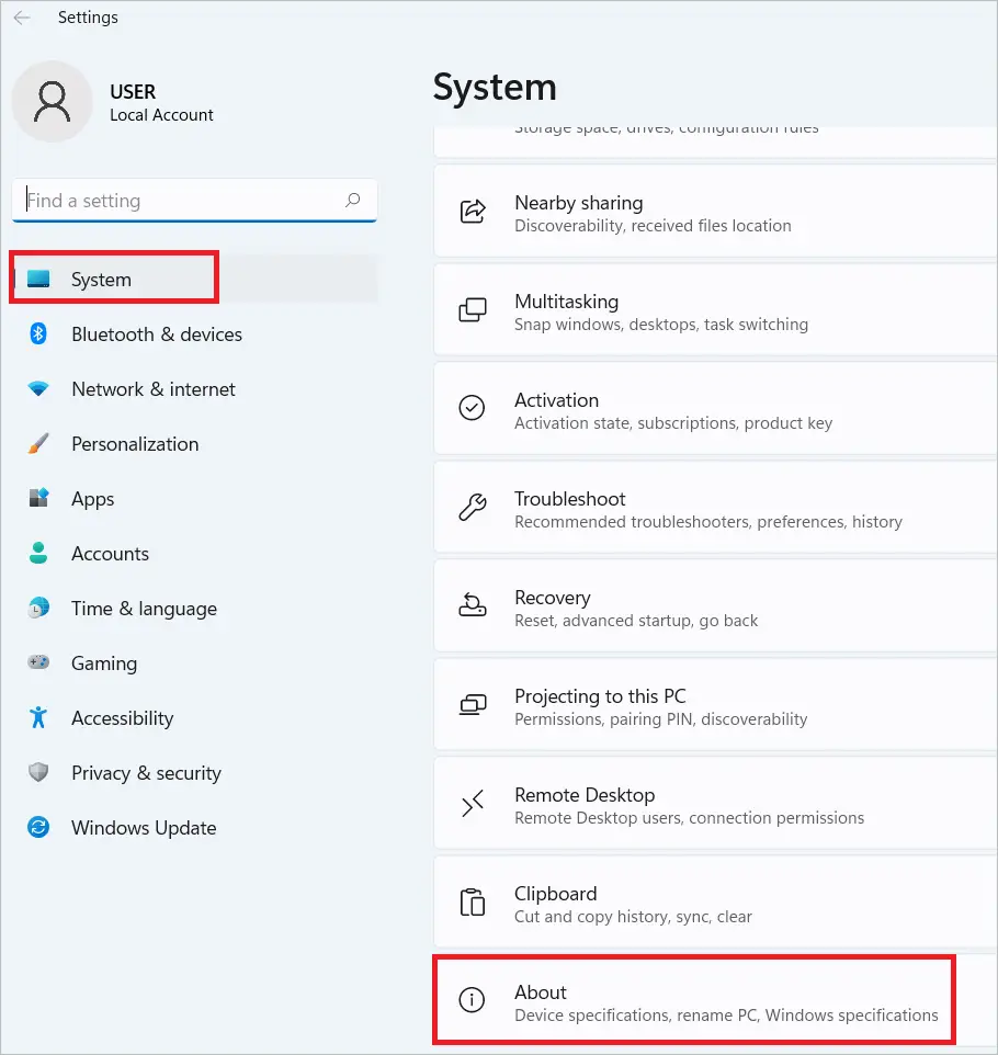 Select System > About