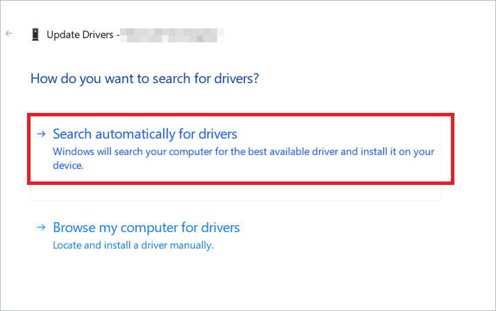 Select Search automatically for drivers