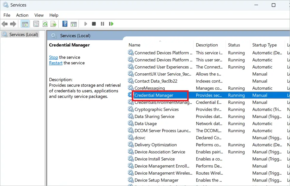 Double-click Credential Manager