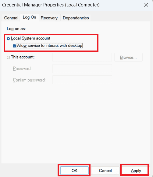 Click Apply and OK