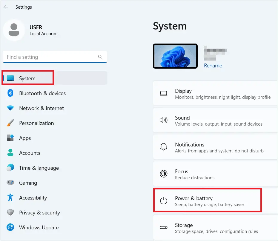 Select System > Power & battery