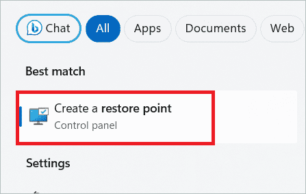 Select Create a restore point