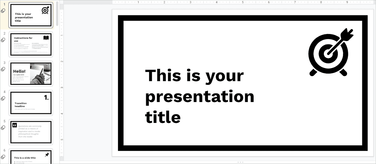 Minimal Black aesthetic google slides templates