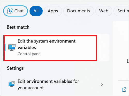 Open Edit the system environment variables