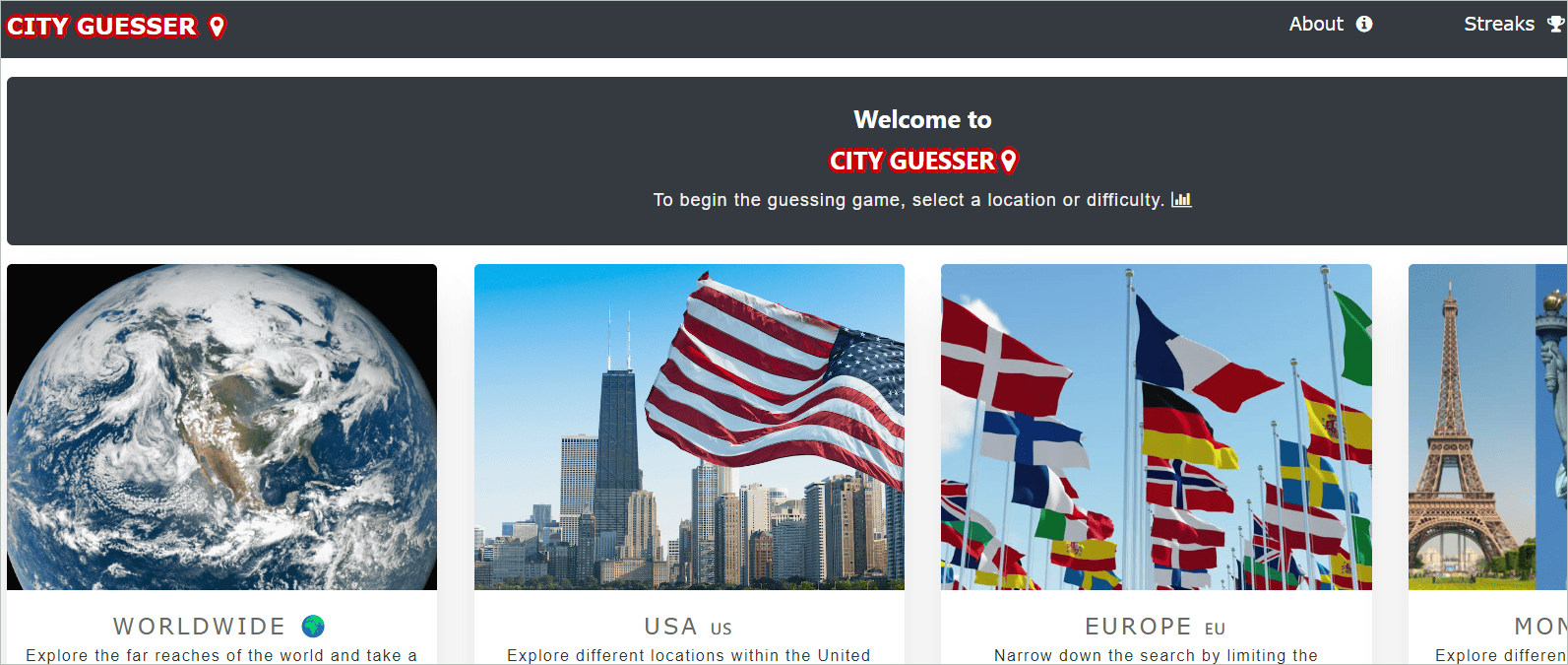 Geoguessr alternative City Gueser