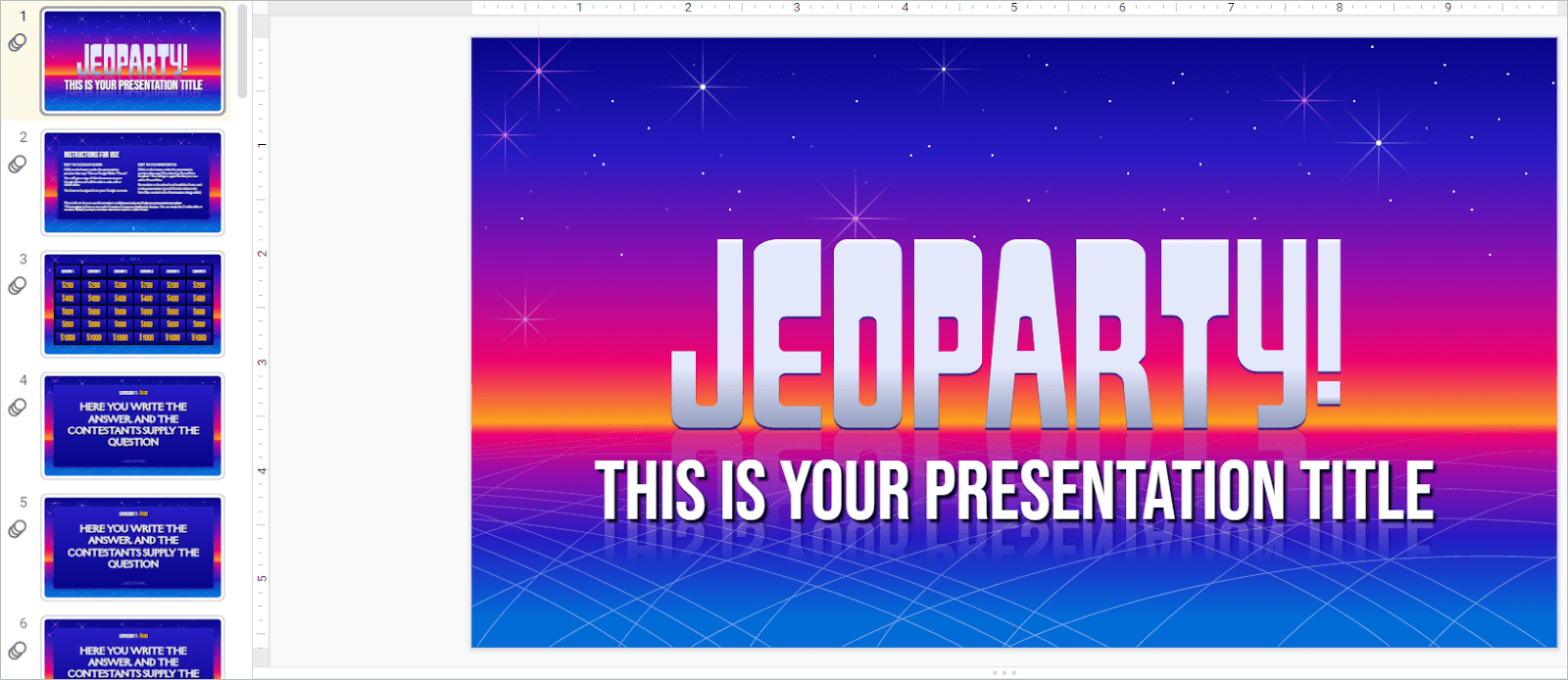 Jeopardy Presentation Template