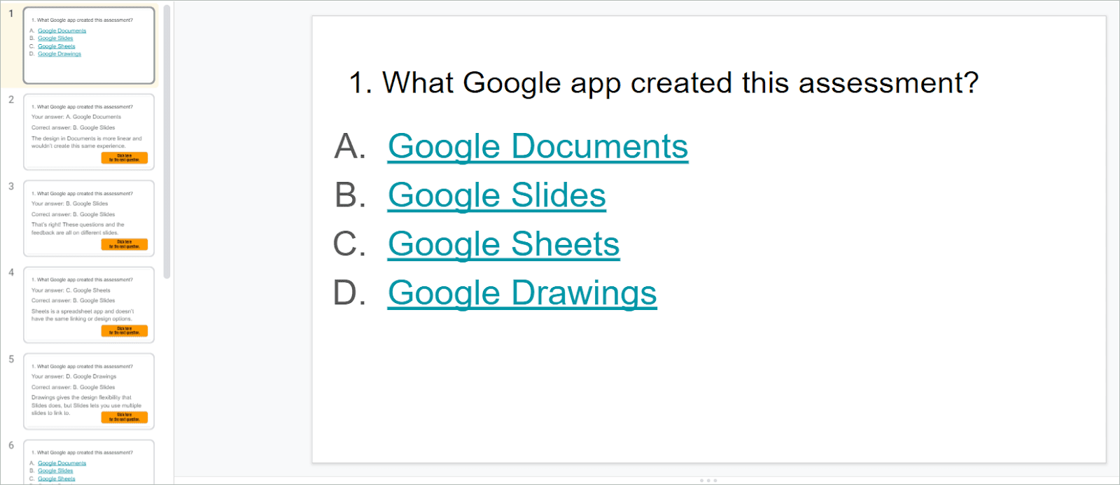 Self-grading Quizzes Template