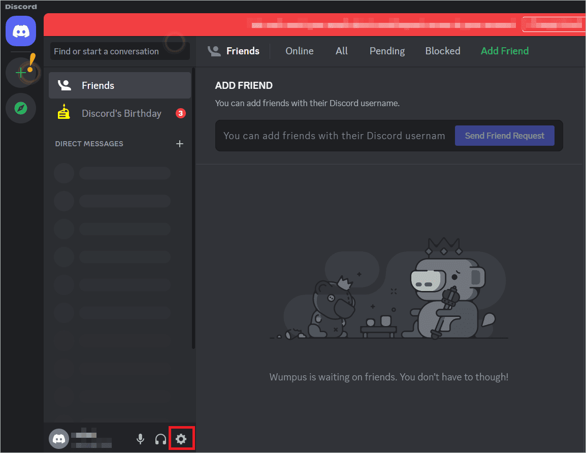 Click the gear icon To Fix Discord Mic Not Working In Windows 11