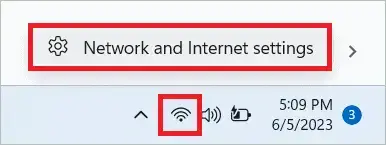 Select Network and Internet settings