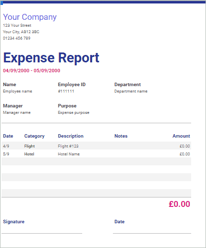 Expense Report Template