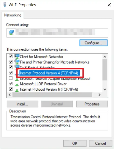 Internet Protocol Version 4 (TCP/IPv4)