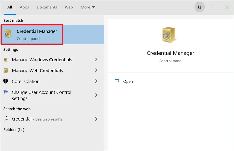 Open Credential manager