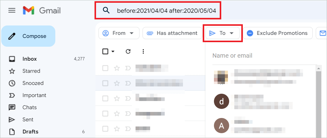 Type date and select To