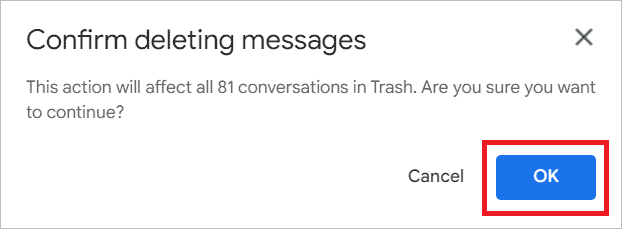 Confirm deleting messages