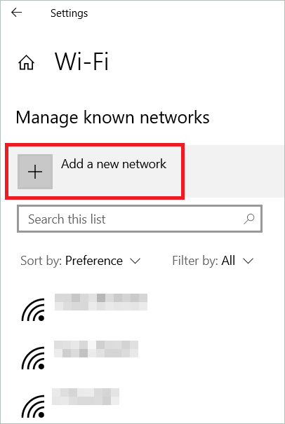 Click Add a new network
