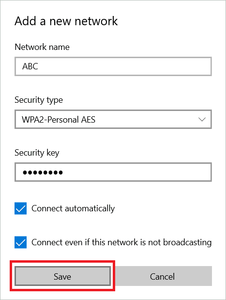 Enter Credentials and click Save