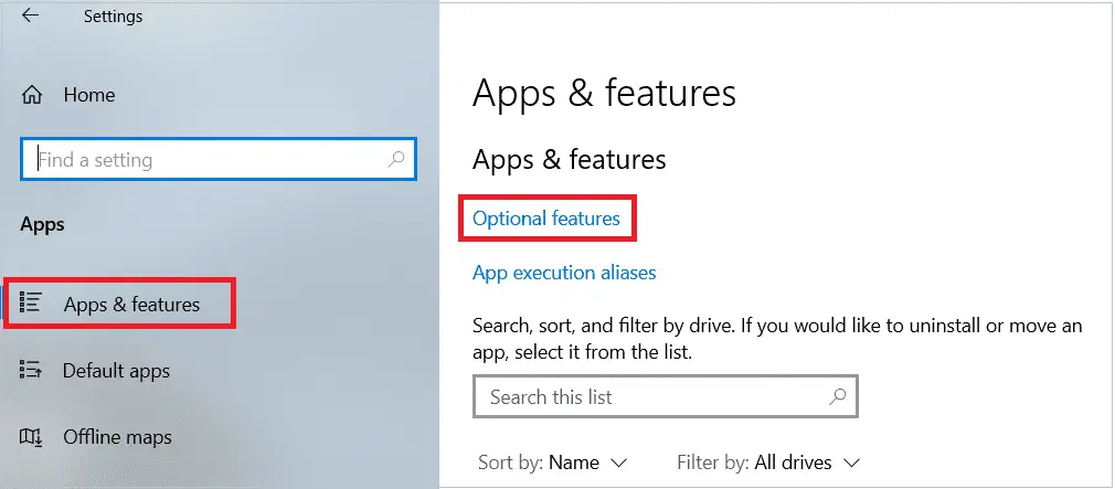 Click Optional features