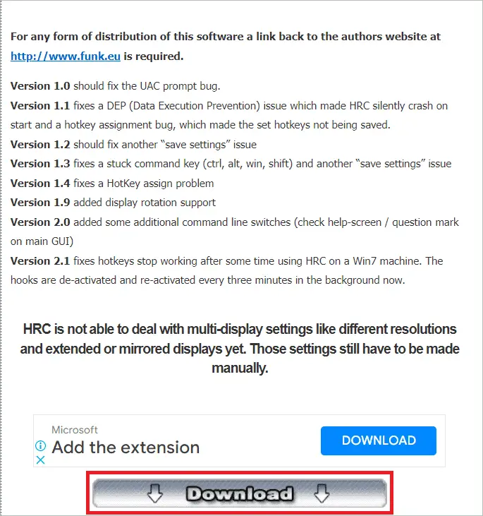 Download Hotkey Resolution Changer for how to change screen resolution in Windows 11